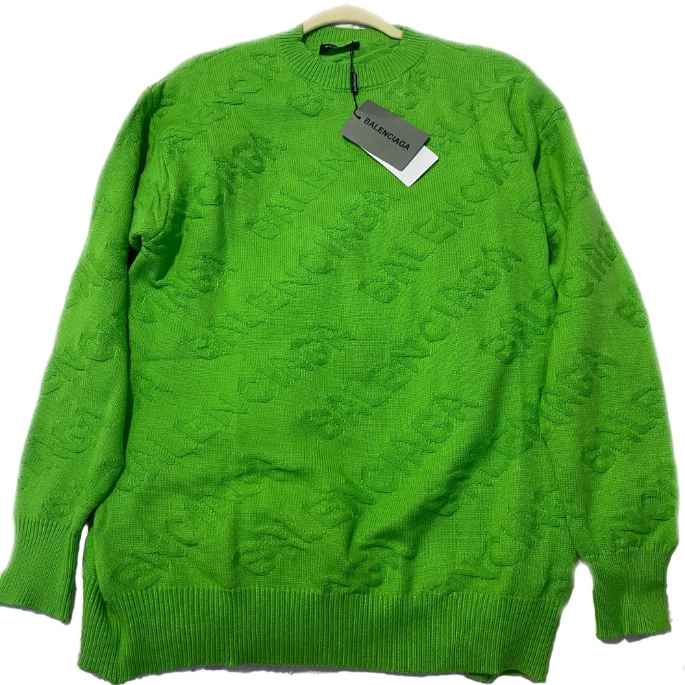 Brand New Lime Green Balenciaga NWT “All Over” Sweater